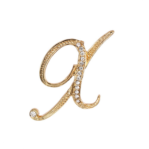 Fashion Rhinestone Initial Brooches 26 Letters Silver Gold Brooch Pins Men Women Wedding Party Jewelry Clothes Accessori