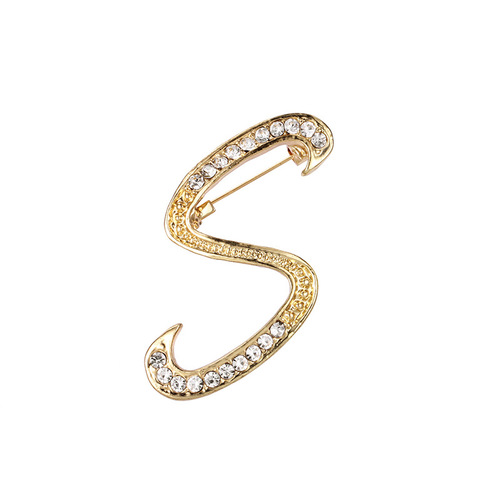 Fashion Rhinestone Initial Brooches 26 Letters Silver Gold Brooch Pins Men Women Wedding Party Jewelry Clothes Accessori