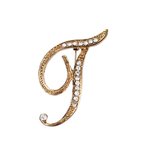 Fashion Rhinestone Initial Brooches 26 Letters Silver Gold Brooch Pins Men Women Wedding Party Jewelry Clothes Accessori