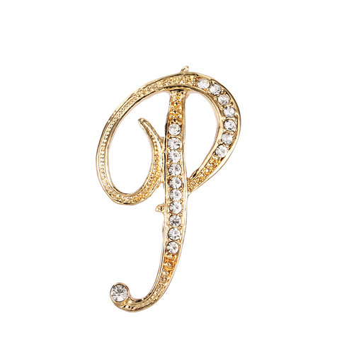 Fashion Rhinestone Initial Brooches 26 Letters Silver Gold Brooch Pins Men Women Wedding Party Jewelry Clothes Accessori
