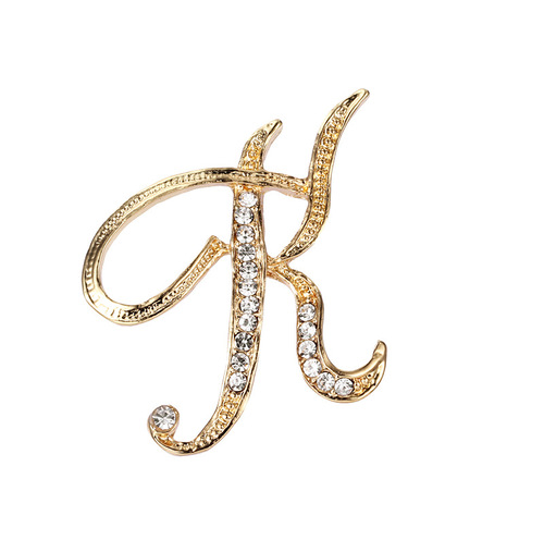 Fashion Rhinestone Initial Brooches 26 Letters Silver Gold Brooch Pins Men Women Wedding Party Jewelry Clothes Accessori