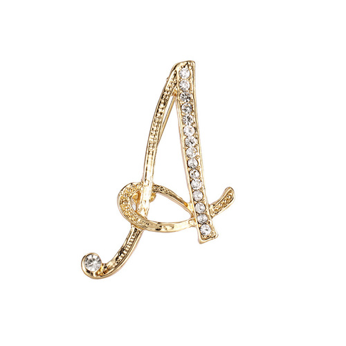 Fashion Rhinestone Initial Brooches 26 Letters Silver Gold Brooch Pins Men Women Wedding Party Jewelry Clothes Accessori