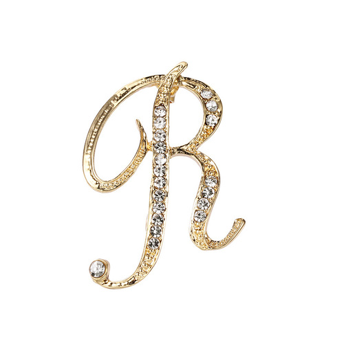 Fashion Rhinestone Initial Brooches 26 Letters Silver Gold Brooch Pins Men Women Wedding Party Jewelry Clothes Accessori