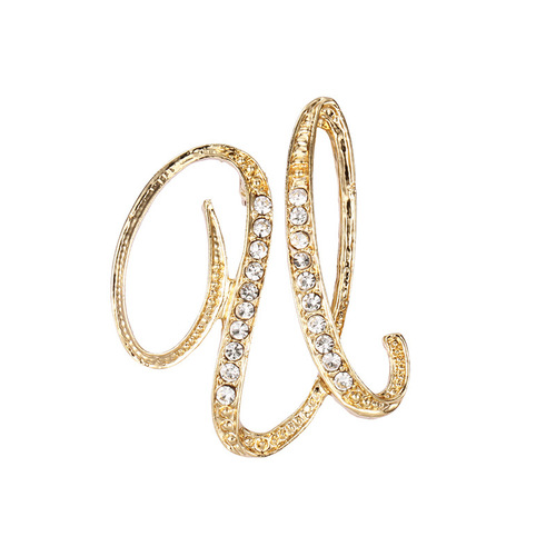 Fashion Rhinestone Initial Brooches 26 Letters Silver Gold Brooch Pins Men Women Wedding Party Jewelry Clothes Accessori