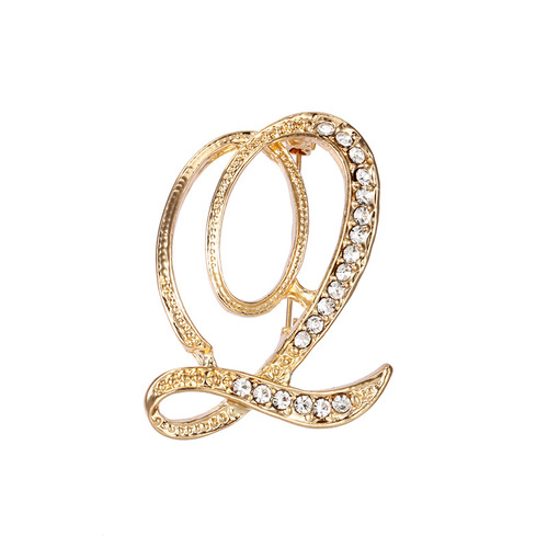 Fashion Rhinestone Initial Brooches 26 Letters Silver Gold Brooch Pins Men Women Wedding Party Jewelry Clothes Accessori