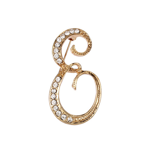 Fashion Rhinestone Initial Brooches 26 Letters Silver Gold Brooch Pins Men Women Wedding Party Jewelry Clothes Accessori