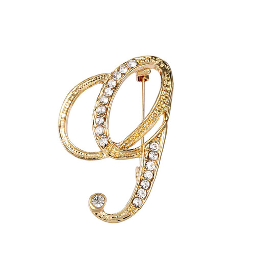 Fashion Rhinestone Initial Brooches 26 Letters Silver Gold Brooch Pins Men Women Wedding Party Jewelry Clothes Accessori