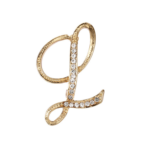Fashion Rhinestone Initial Brooches 26 Letters Silver Gold Brooch Pins Men Women Wedding Party Jewelry Clothes Accessori