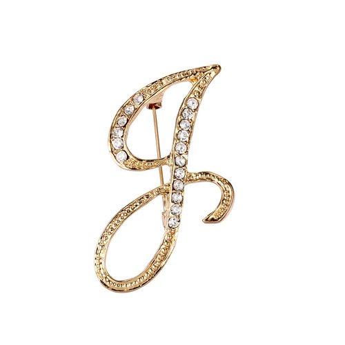 Fashion Rhinestone Initial Brooches 26 Letters Silver Gold Brooch Pins Men Women Wedding Party Jewelry Clothes Accessori