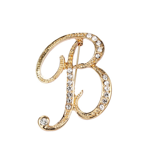 Fashion Rhinestone Initial Brooches 26 Letters Silver Gold Brooch Pins Men Women Wedding Party Jewelry Clothes Accessori