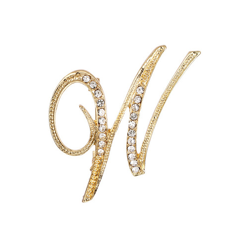 Fashion Rhinestone Initial Brooches 26 Letters Silver Gold Brooch Pins Men Women Wedding Party Jewelry Clothes Accessori
