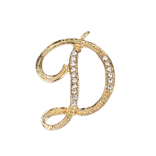 Fashion Rhinestone Initial Brooches 26 Letters Silver Gold Brooch Pins Men Women Wedding Party Jewelry Clothes Accessori