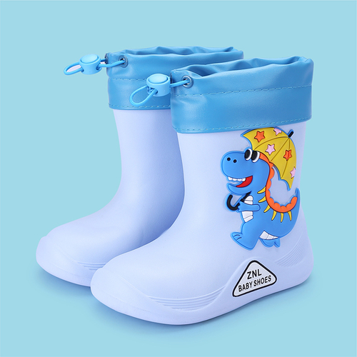 Cheap Cute Dinosaur Kids Drawstring Waterproof Rainy Shoes Boys Girls Flat Heel EVA Toddler Rain Boots