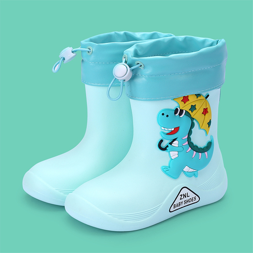 Cheap Cute Dinosaur Kids Drawstring Waterproof Rainy Shoes Boys Girls Flat Heel EVA Toddler Rain Boots