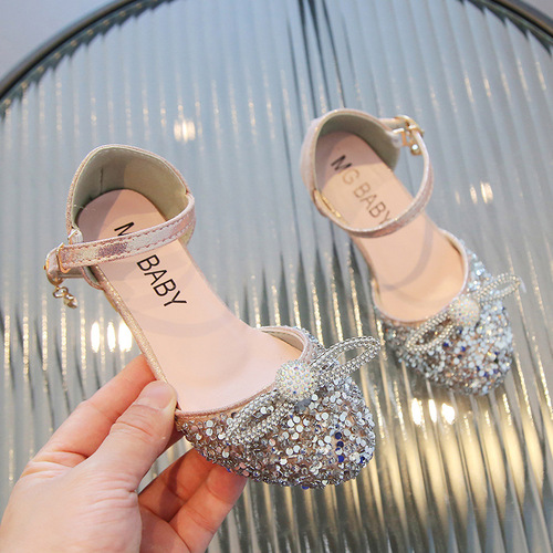 Girls' princess shoes Children's crystal new high-heeled shoes soft-soled dance trendy sandals