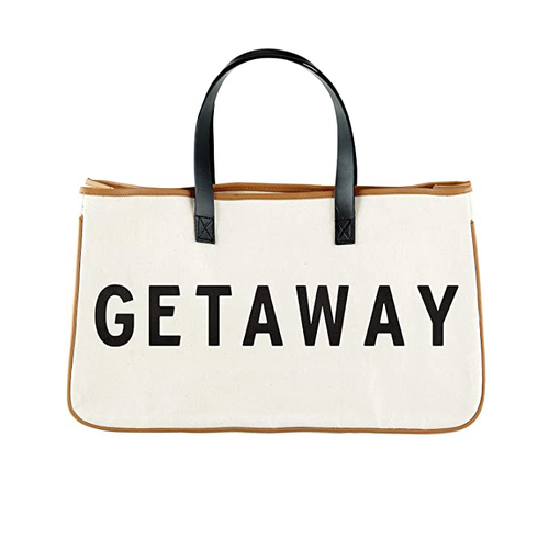  Printed Large Canvas Travel Weekend Getaway Summer Beach Tote Bag with Leather Handles