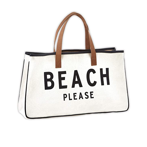  Printed Large Canvas Travel Weekend Getaway Summer Beach Tote Bag with Leather Handles