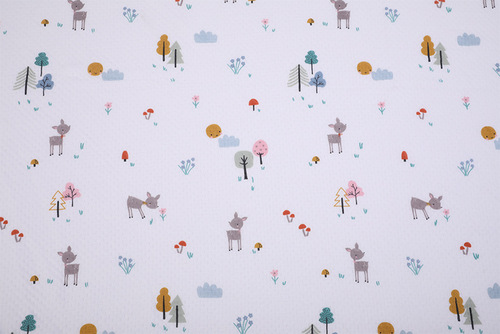 In stock bamboo fiber cartoon printing air layer knitted bamboo fiber fabric for baby quilt underwear