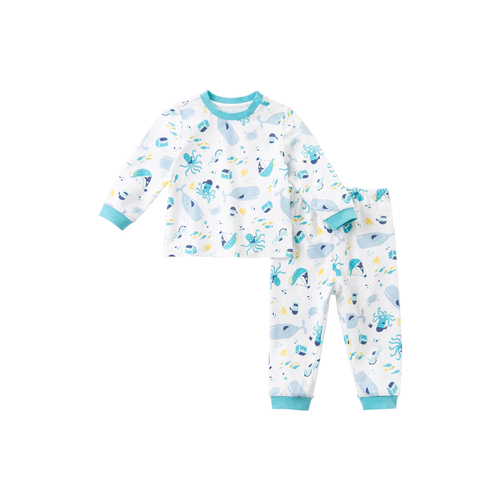 DB16086 dave bella children  underwear set pure cotton boys and girls autumn clothes long trousers baby home service