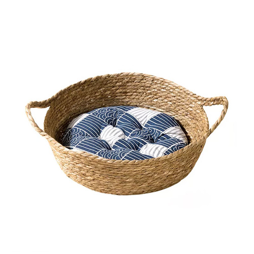 Best-selling Pet Supplies Cat Cotton Rope water hyacinth Basket Bed Donut Cuddler Safe Beds For Cats& dogs