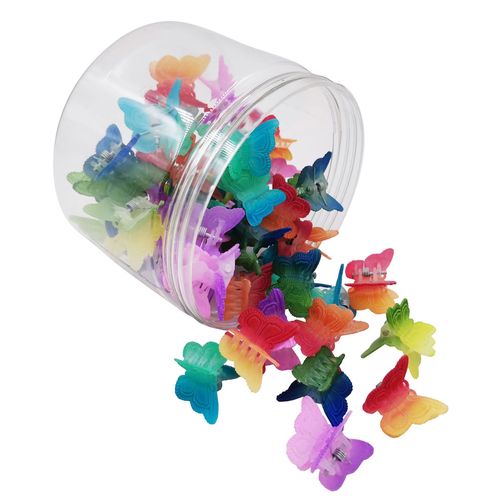 HC54D  New Arrival Candy Color Children Lovely Butterfly Sweet Hair Claw Clip Mini Size Hair Claw Pack In Box