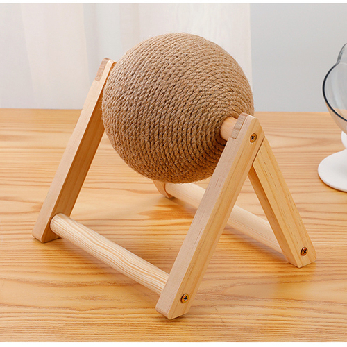 Jaalex  Solid Wood Pet Toy Cat Scratching Rolling Ball Toy Durable Eco-friendly Cat Sisal Ball