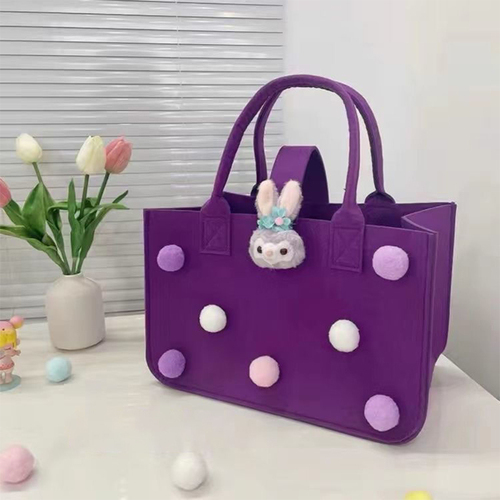 Cartoon Felt Shoulder Tote Bags Portable Shopping Bag, Baby Birthday Gift Handbag for Children