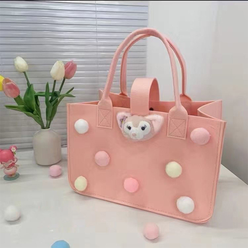 Cartoon Felt Shoulder Tote Bags Portable Shopping Bag, Baby Birthday Gift Handbag for Children