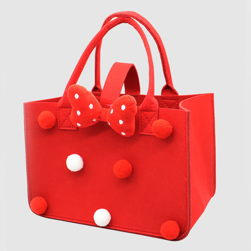 Cartoon Felt Shoulder Tote Bags Portable Shopping Bag, Baby Birthday Gift Handbag for Children