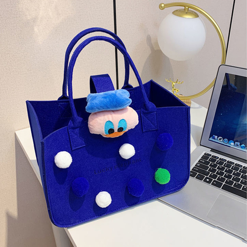 Cartoon Felt Shoulder Tote Bags Portable Shopping Bag, Baby Birthday Gift Handbag for Children