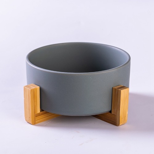Lanfengye Pet Bowl  Service Matted Elevated Ceramic Bowl Feeder with Wooden Cat Dog Bowl