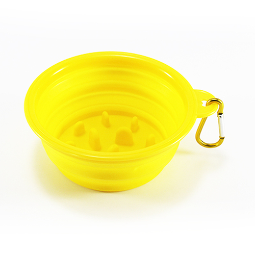 Portable Foldable Buckle Pet Dog Puppy Slow Feeding Bowl Feeder Food Grade Pet Bowl