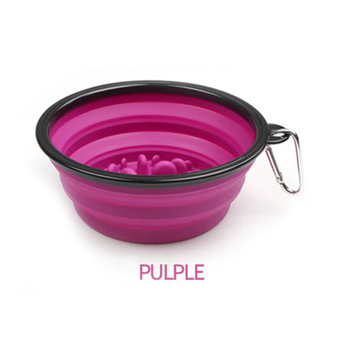 Portable Foldable Buckle Pet Dog Puppy Slow Feeding Bowl Feeder Food Grade Pet Bowl