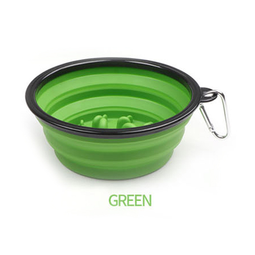 Portable Foldable Buckle Pet Dog Puppy Slow Feeding Bowl Feeder Food Grade Pet Bowl