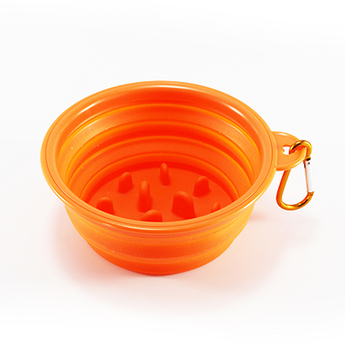 Portable Foldable Buckle Pet Dog Puppy Slow Feeding Bowl Feeder Food Grade Pet Bowl