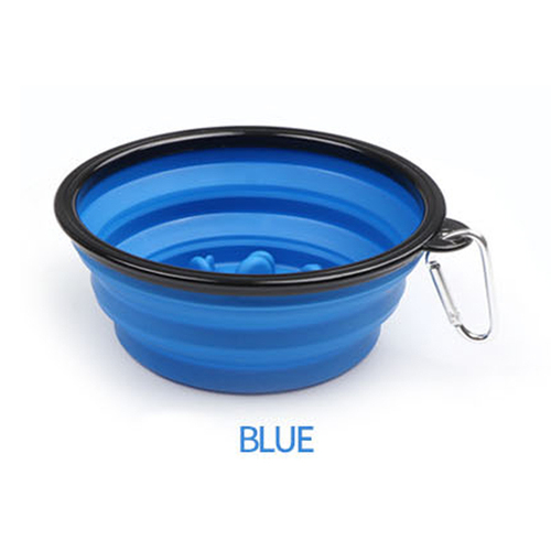 Portable Foldable Buckle Pet Dog Puppy Slow Feeding Bowl Feeder Food Grade Pet Bowl