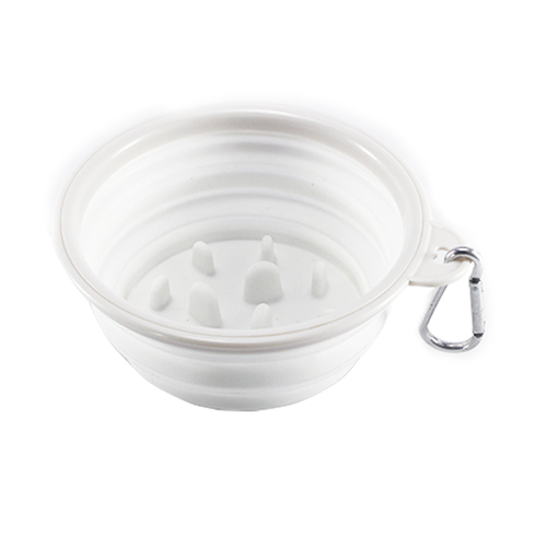 Portable Foldable Buckle Pet Dog Puppy Slow Feeding Bowl Feeder Food Grade Pet Bowl