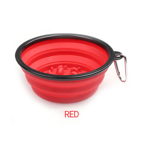 Portable Foldable Buckle Pet Dog Puppy Slow Feeding Bowl Feeder Food Grade Pet Bowl