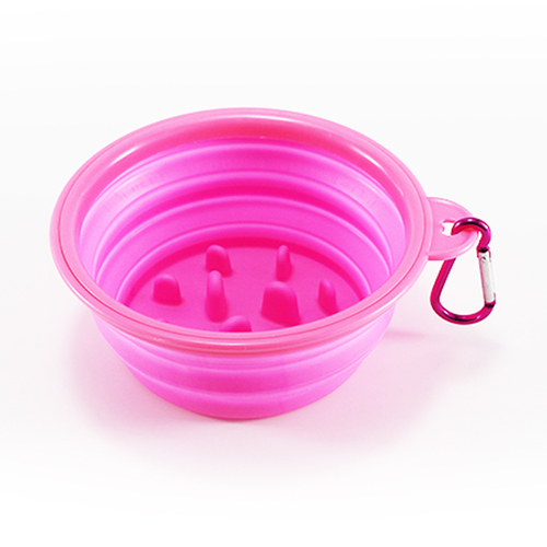 Portable Foldable Buckle Pet Dog Puppy Slow Feeding Bowl Feeder Food Grade Pet Bowl