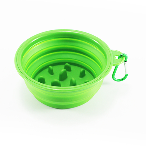 Portable Foldable Buckle Pet Dog Puppy Slow Feeding Bowl Feeder Food Grade Pet Bowl