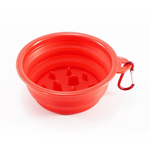 Portable Foldable Buckle Pet Dog Puppy Slow Feeding Bowl Feeder Food Grade Pet Bowl