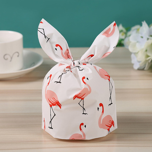 100pcs/bag Baked candy gift packaging  rabbit ears dessert rabbit bag sugar packaging  snacks  snowflake pastry plastic 