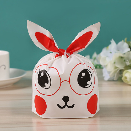 100pcs/bag Baked candy gift packaging  rabbit ears dessert rabbit bag sugar packaging  snacks  snowflake pastry plastic 