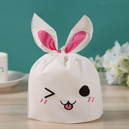 100pcs/bag Baked candy gift packaging  rabbit ears dessert rabbit bag sugar packaging  snacks  snowflake pastry plastic 