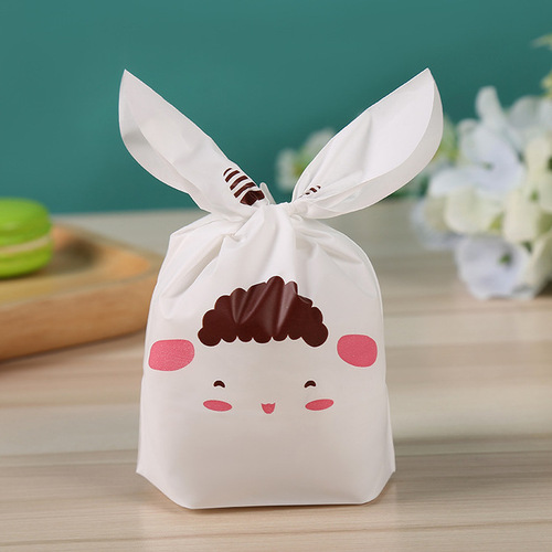 100pcs/bag Baked candy gift packaging  rabbit ears dessert rabbit bag sugar packaging  snacks  snowflake pastry plastic 