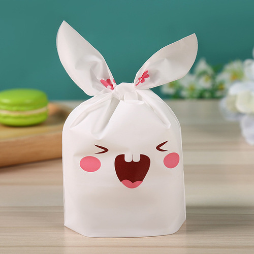 100pcs/bag Baked candy gift packaging  rabbit ears dessert rabbit bag sugar packaging  snacks  snowflake pastry plastic 