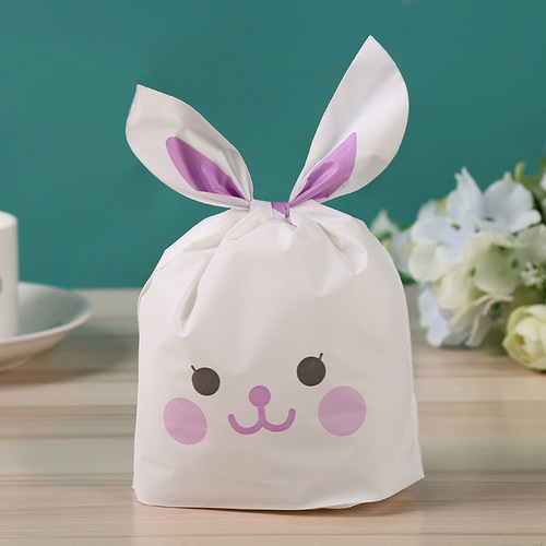 100pcs/bag Baked candy gift packaging  rabbit ears dessert rabbit bag sugar packaging  snacks  snowflake pastry plastic 