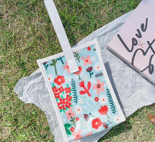 Waterproof Fully  Print Colorful  flower Summer  Gift Bag Cotton Canvas Small Kawaii Tote Bag For Girls