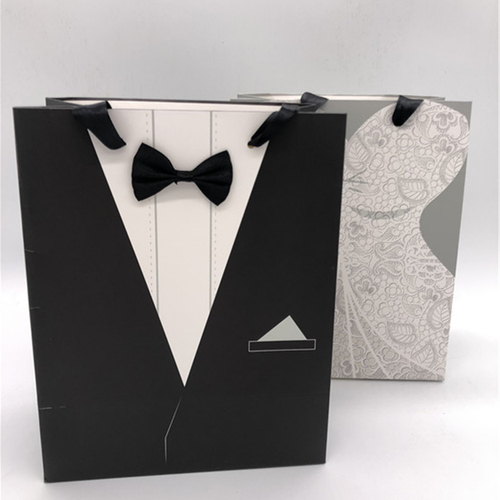 Luxury Handle Boutique Shopping Packaging  Printed Tote Paper Gift Bags with  for wedding