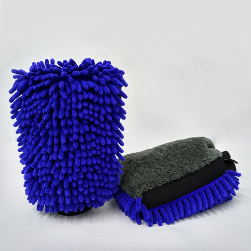 Coral fleece Car Wash Mitt Extra Large Size Microfiber Wash Mitt Double Sided Chenille Scratch Free Car Wash Glove